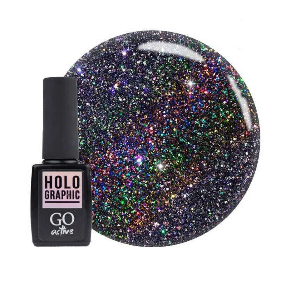 Гель-лак GO Active Active Gel Polish Holographic 06 попелясто ліловий, з голографічним шиммером та перламутром 10 мл