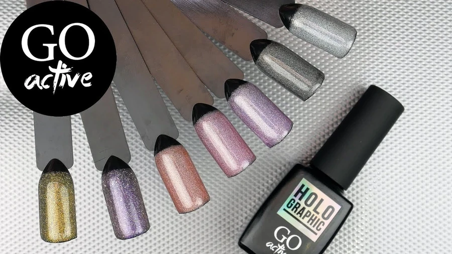 Гель-лак GO Active Active Gel Polish Holographic 03 бузковий з голографічним шиммером та перламутром 10 мл