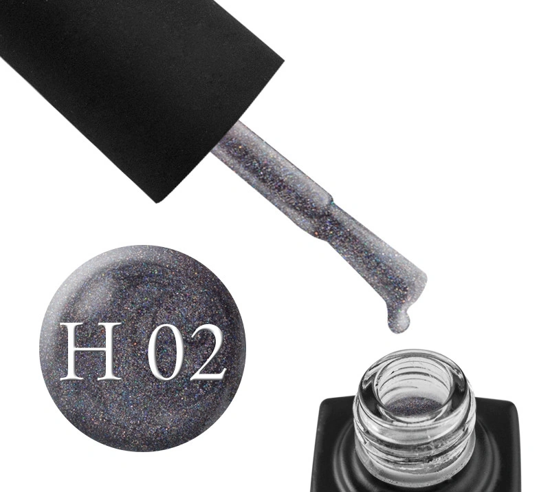Гель-лак GO Active Active Gel Polish Holographic 02 графітовий з голографічним шиммером та перламутром 10 мл
