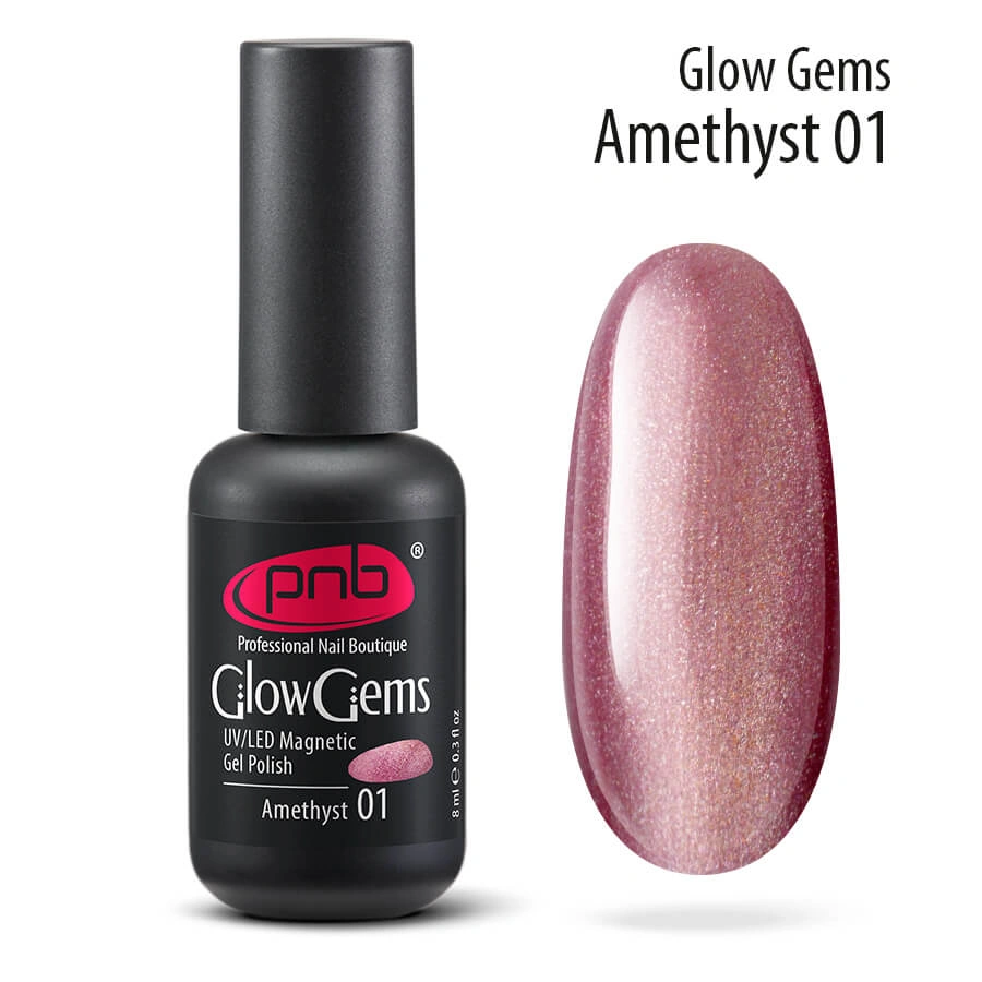 Магнітний гель-лак PNB UV/LED Magnetic Gel Polish Glow Gems 01 Amethyst пурпурний 8 мл