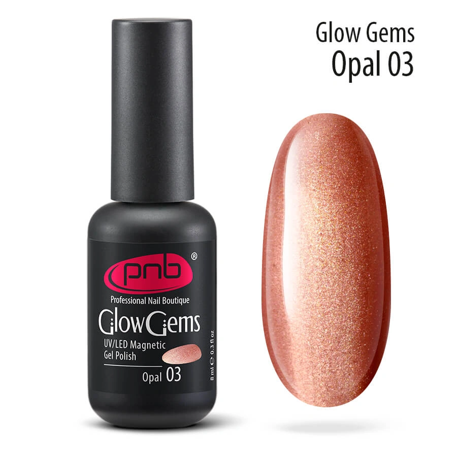 Магнітний гель-лак PNB UV/LED Magnetic Gel Polish Glow Gems 03 Opal Опал 8 мл