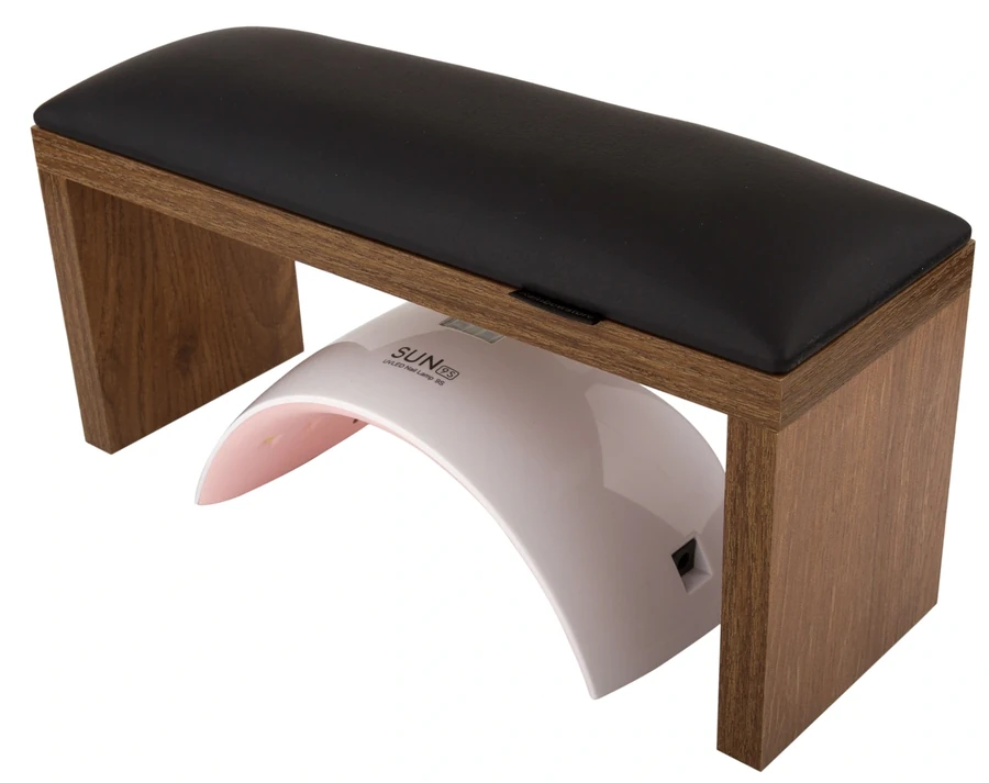 Підлокітник для манікюру на коричневих ніжках Rainbowstore Manicure Armrest on Brown Legs Black чорний