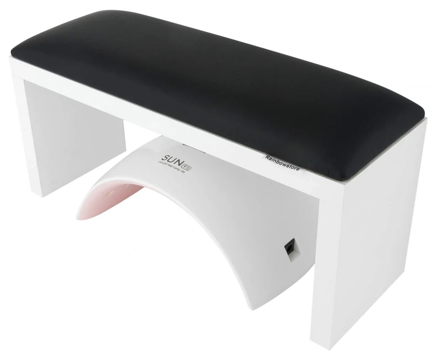 Підлокітник для манікюру на білих ніжках Rainbowstore Manicure Armrest on White Legs Black чорний