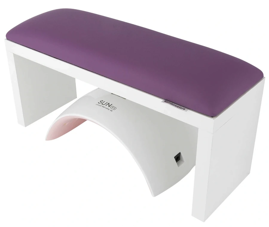 Підлокітник для манікюру на білих ніжках Rainbowstore Manicure Armrest on White Legs Purple фіолетовий