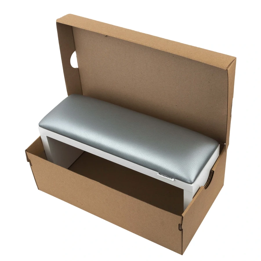 Підлокітник для манікюру на білих ніжках Rainbowstore Manicure Armrest on White Legs Silver сріблястий