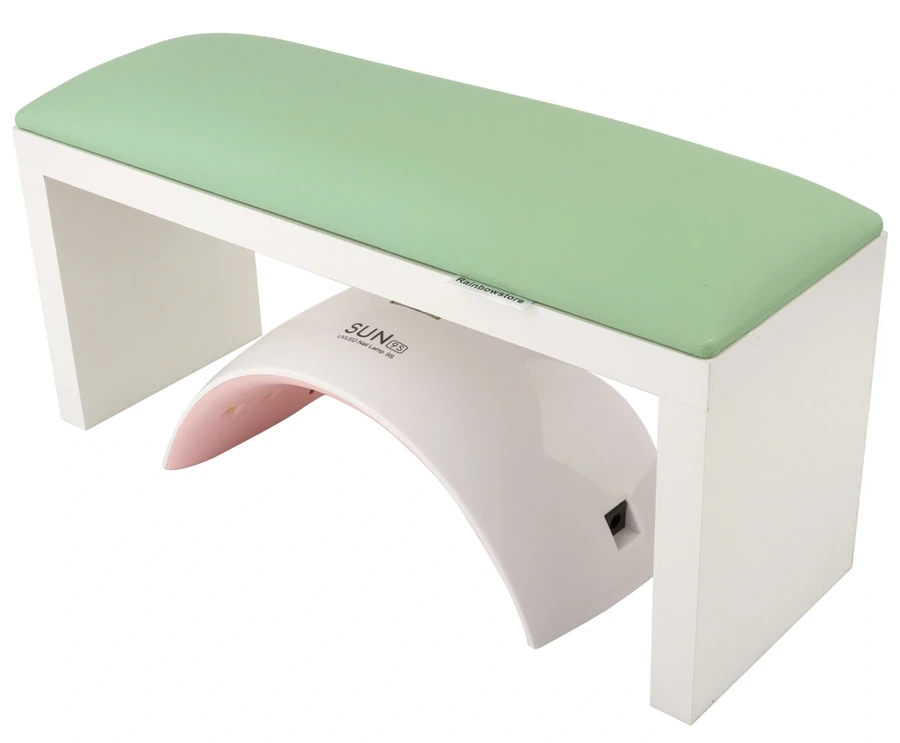 Підлокітник для манікюру на білих ніжках Rainbowstore Manicure Armrest on White Legs Mint м`ятний
