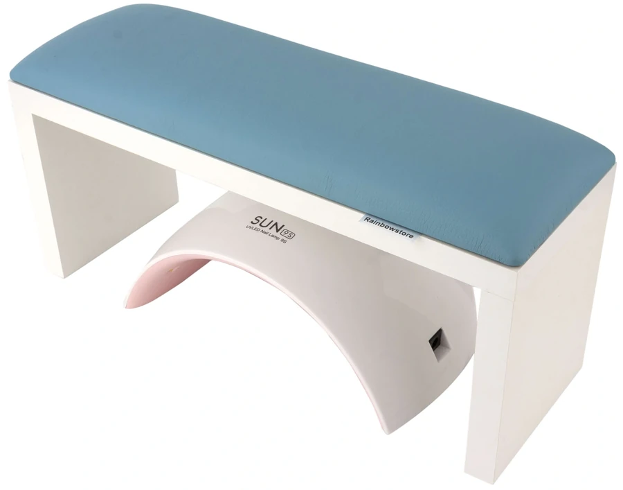 Підлокітник для манікюру на білих ніжках Rainbowstore Manicure Armrest on White Legs Sky Bue небесно-блакитний