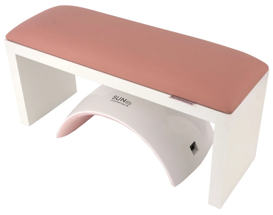 Підлокітник для манікюру на білих ніжках Rainbowstore Manicure Armrest on White Legs Light Pink світло-рожевий