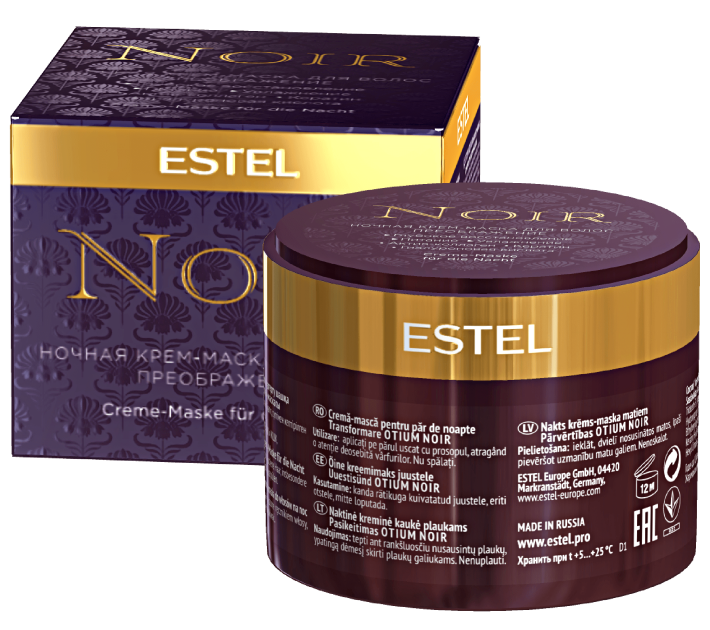 Нічна крем-маска для волосся Перетворення Estel Professional Otium Noir Cream Mask 65 мл