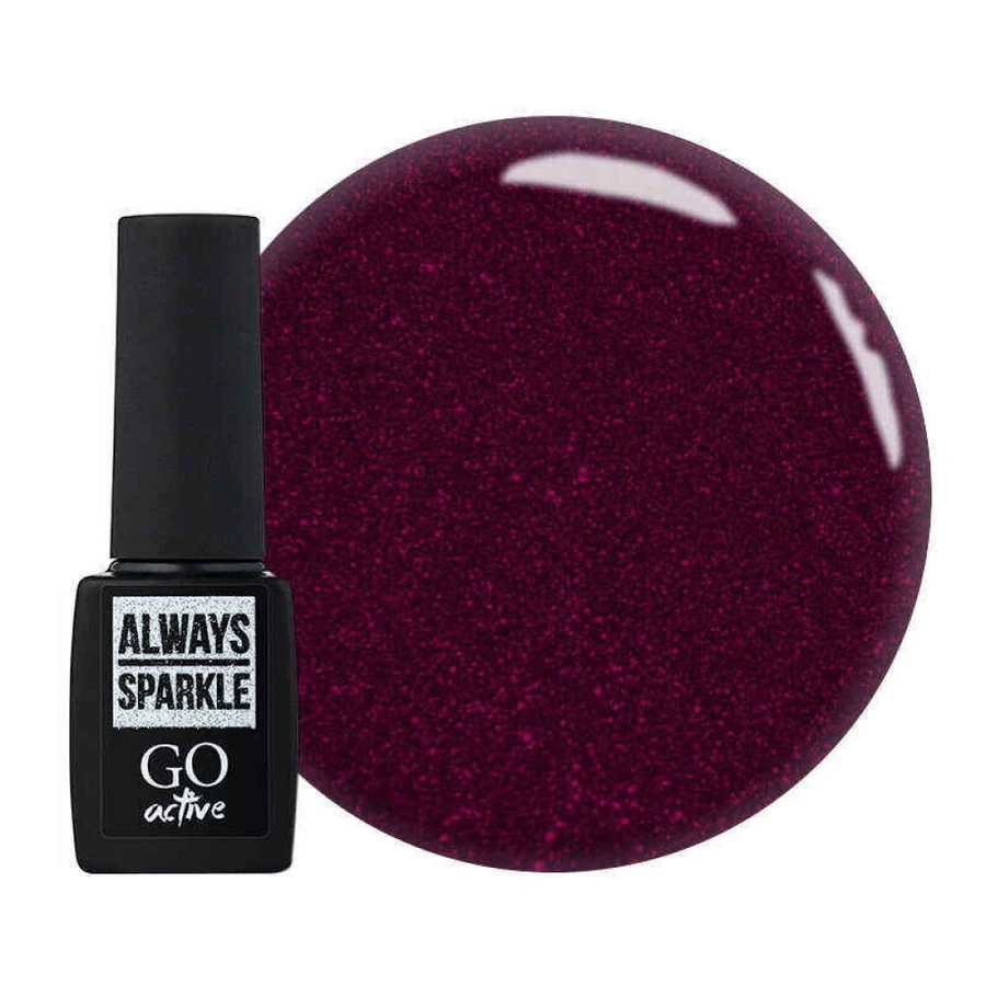 Гель-лак GO Active Always Sparkle 13 напівпрозорий виноградний із шиммером 10 мл