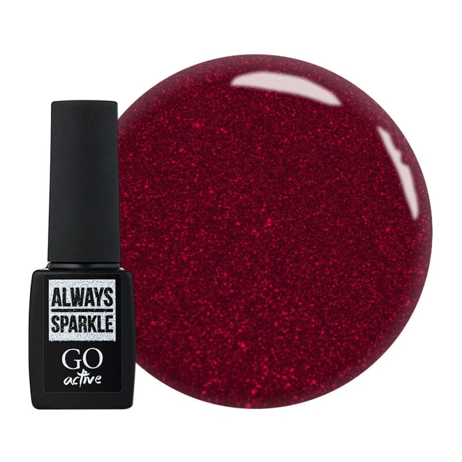 Гель-лак GO Active Always Sparkle 12 напівпрозорий рубіновий із шиммером 10 мл