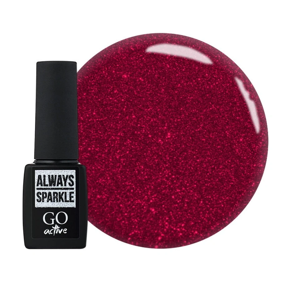 Гель-лак GO Active Always Sparkle 11 напівпрозорий темно-червоний із шиммером 10 мл