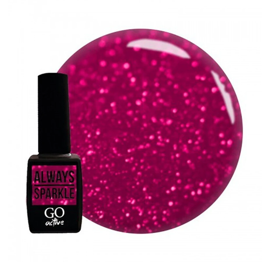 Гель-лак GO Active Always Sparkle 07 напівпрозорий, малинова фуксія з дрібними блискітками 10 мл