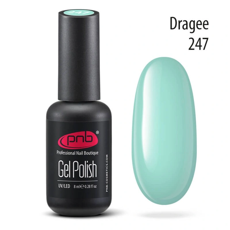 Гель-лак PNB №247 Dragee блакитний, бірюзовий 8 мл