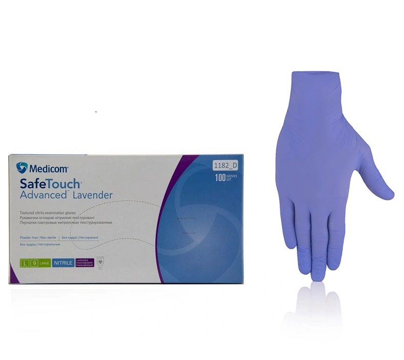 Лавандові нітрилові рукавички Medicom SafeTouch Advanced Lavender L 100 шт