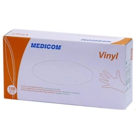 Рукавички вінілові припудрені Medicom Vinyl Powdered Gloves M нестирильні 100 шт