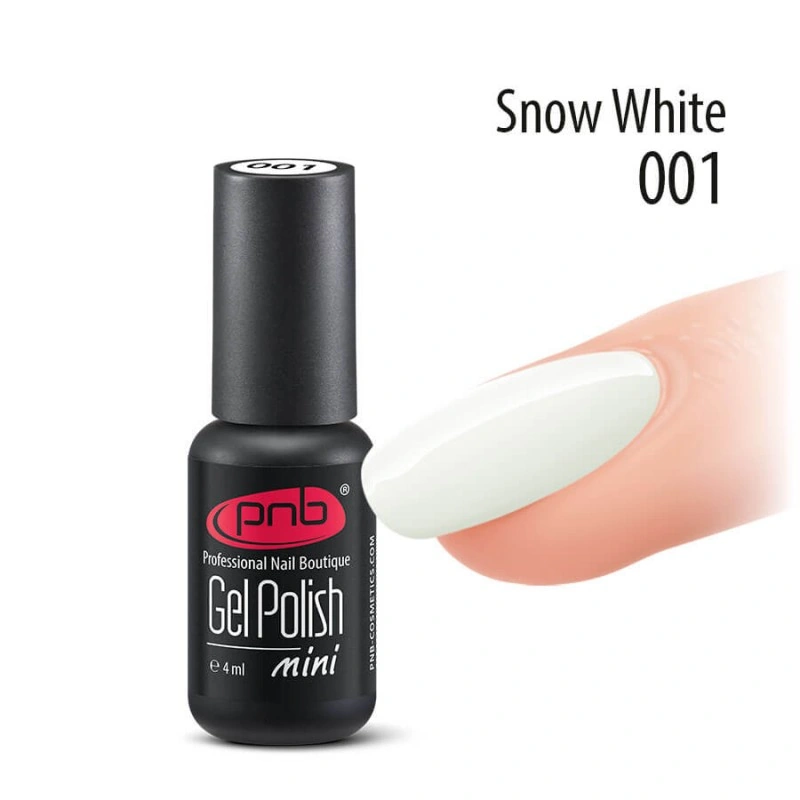 Гель-лак PNB Mini №001 Snow White сніжно-білий, емаль 4 мл
