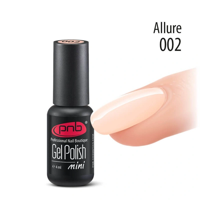 Гель-лак PNB Mini №002 Allure напівпрозорий ніжно-рожевий, емаль 4 мл