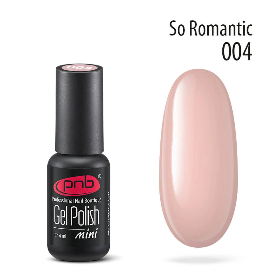 Гель-лак PNB Mini №004 So Romantic блідо-рожевий, емаль 4 мл
