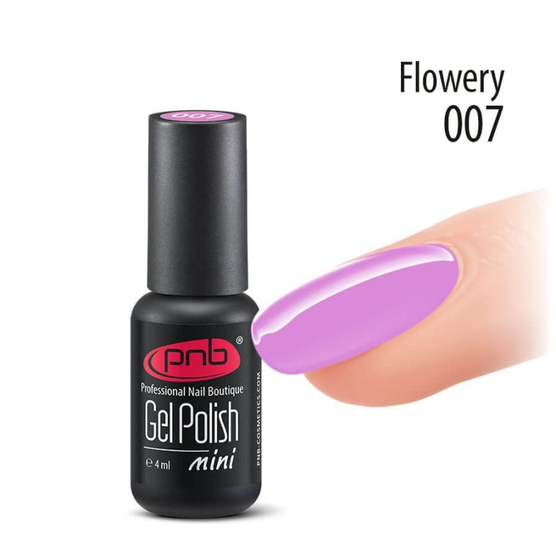 Гель-лак PNB Mini №007 Flowery бузковий, емаль 4 мл