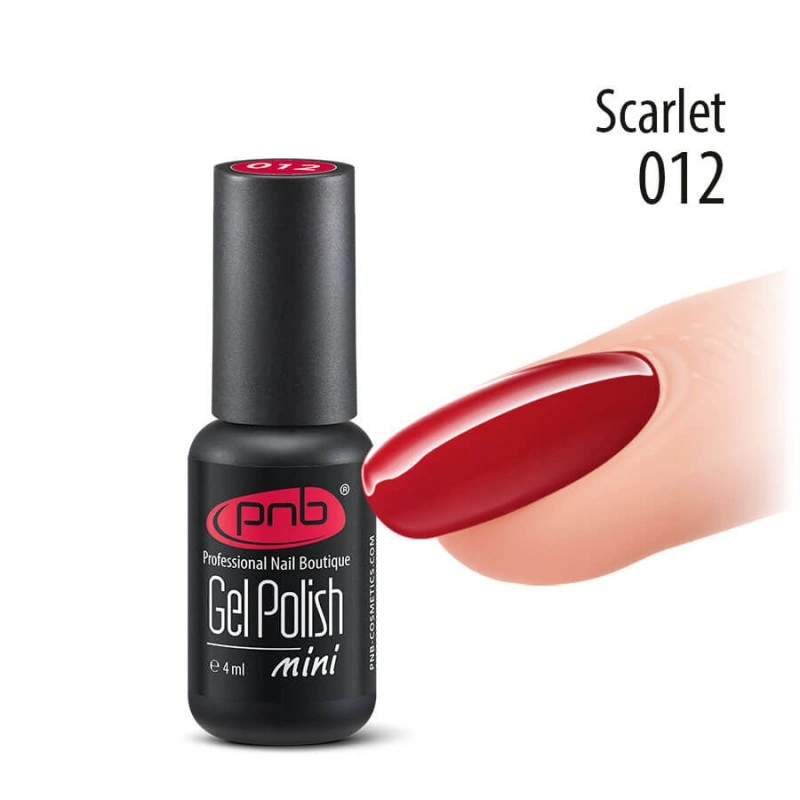 Гель-лак PNB Mini №012 Scarlet червоний, емаль 4 мл