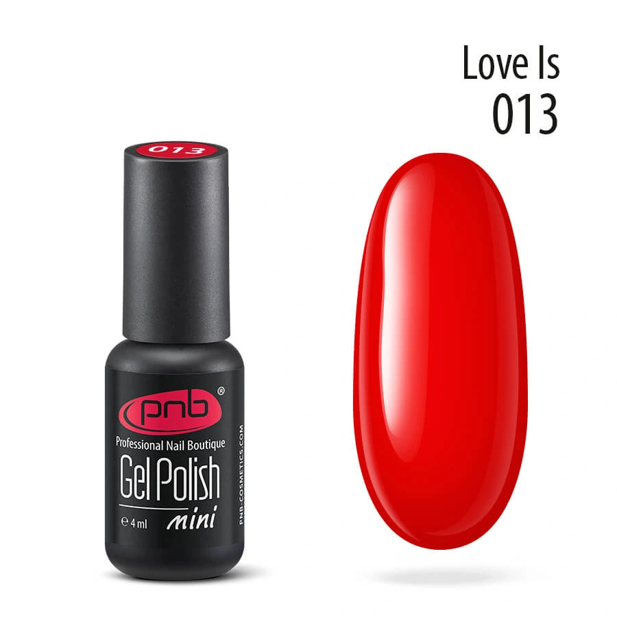 Гель-лак PNB Mini №013 Love Is класичний червоний, емаль 4 мл