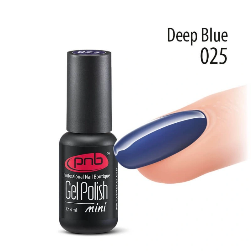 Гель-лак PNB Mini №025 Deep Blue глибокий темно-синій, емаль 4 мл