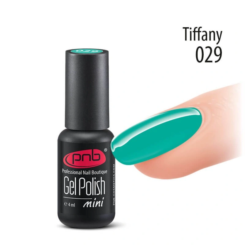 Гель-лак PNB Mini №029 Tiffany м`ятно-бірюзовий з легким шиммером 4 мл