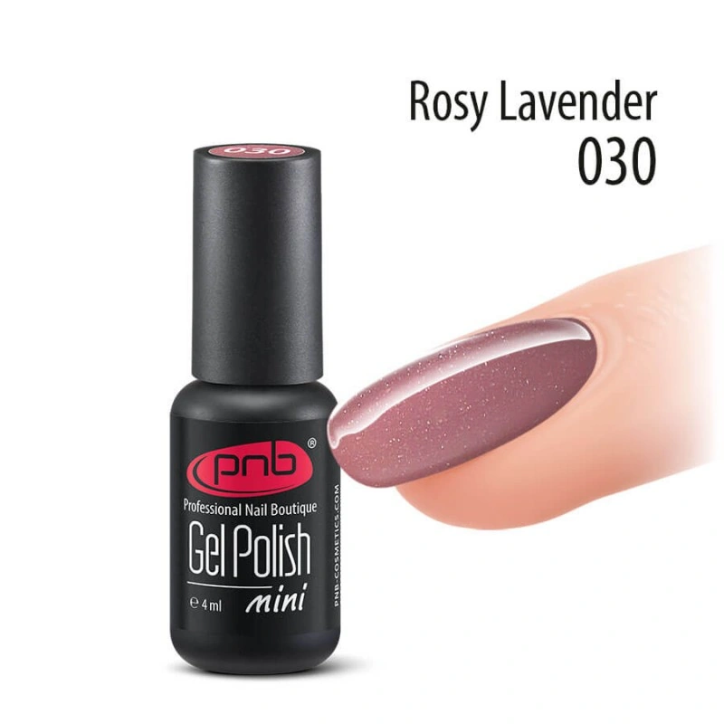 Гель-лак PNB Mini №030 Rosy Lavender бузковий з легким шиммером 4 мл