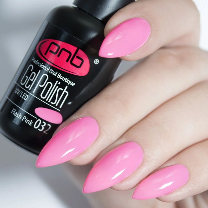 Гель-лак PNB Mini №032 Flash Pink неоновий світло-рожевий, емаль 4 мл