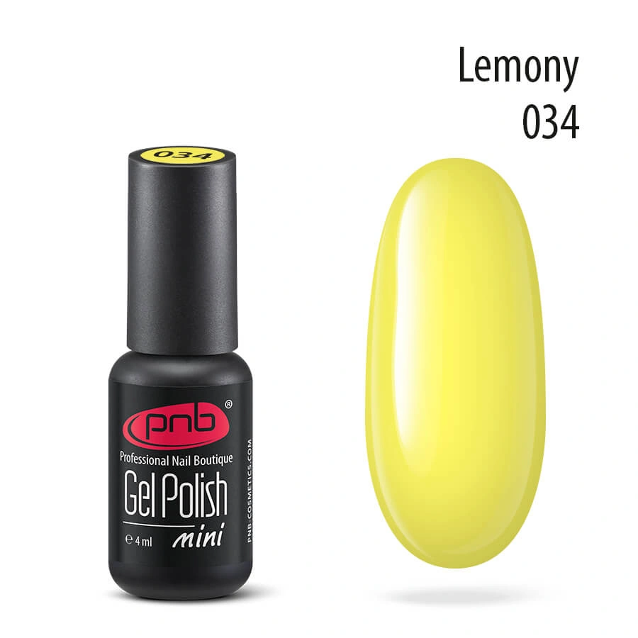Гель-лак PNB Mini №034 Lemony лимонний, емаль 4 мл