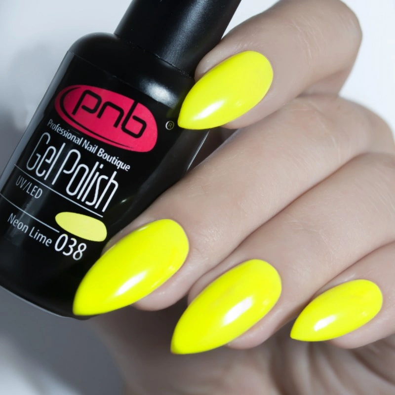 Гель-лак PNB Mini №038 Neon Lime неоновий лаймово-жовтий, емаль 4 мл