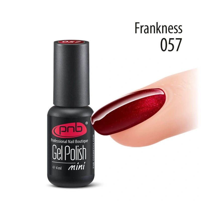 Гель-лак PNB Mini №057 Frankness вишневий із шиммером 4 мл