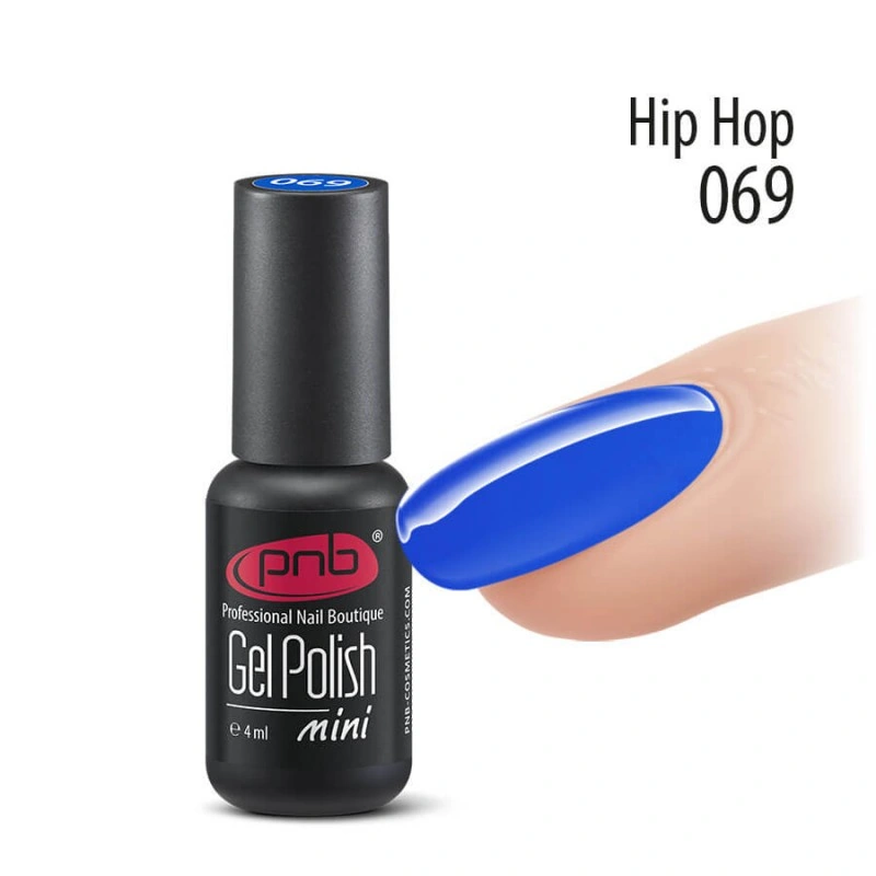 Гель-лак PNB Mini №069 Hip Hop блакитно-синій, емаль 4 мл