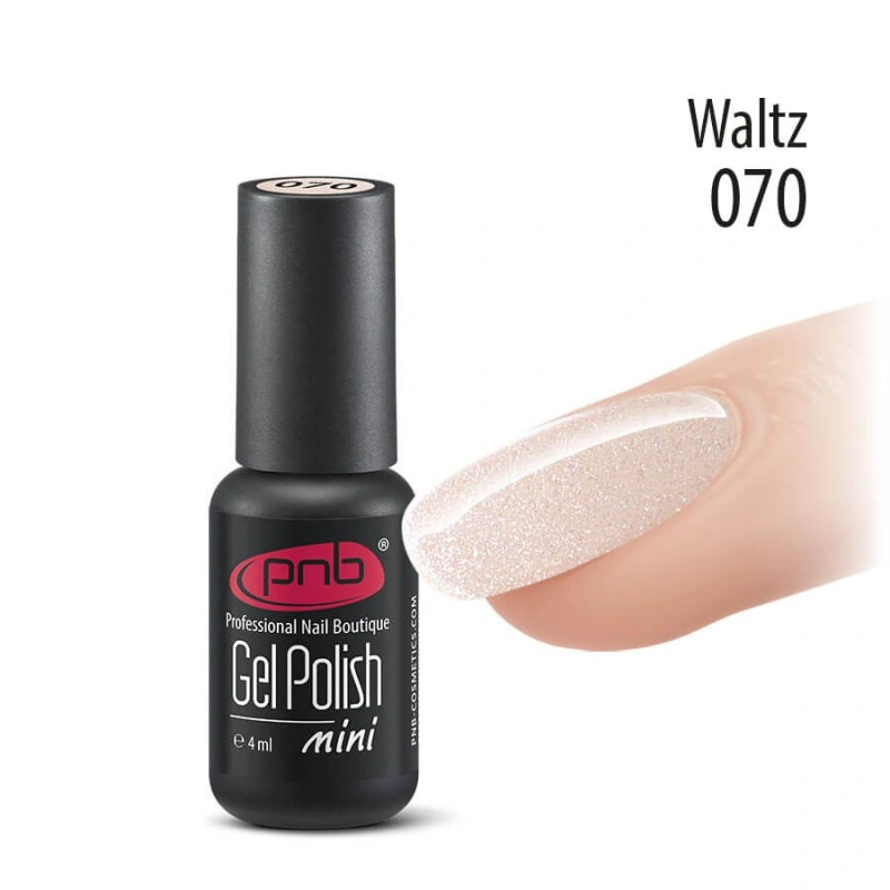 Гель-лак PNB Mini №070 Waltz напівпрозорий ніжно-рожевий із шиммером 4 мл