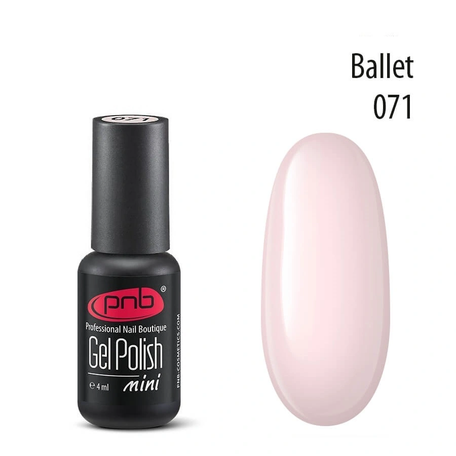 Гель-лак PNB Mini №071 Ballet напівпрозорий молочно-рожевий, емаль 4 мл