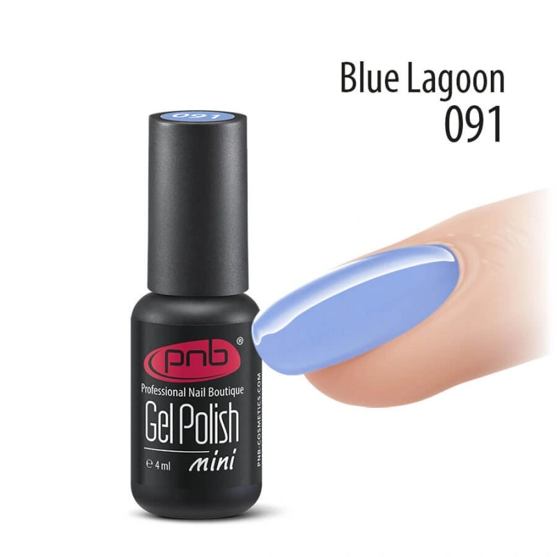 Гель-лак PNB Mini №091 Blue Lagoon небесно-блакитний, емаль 4 мл