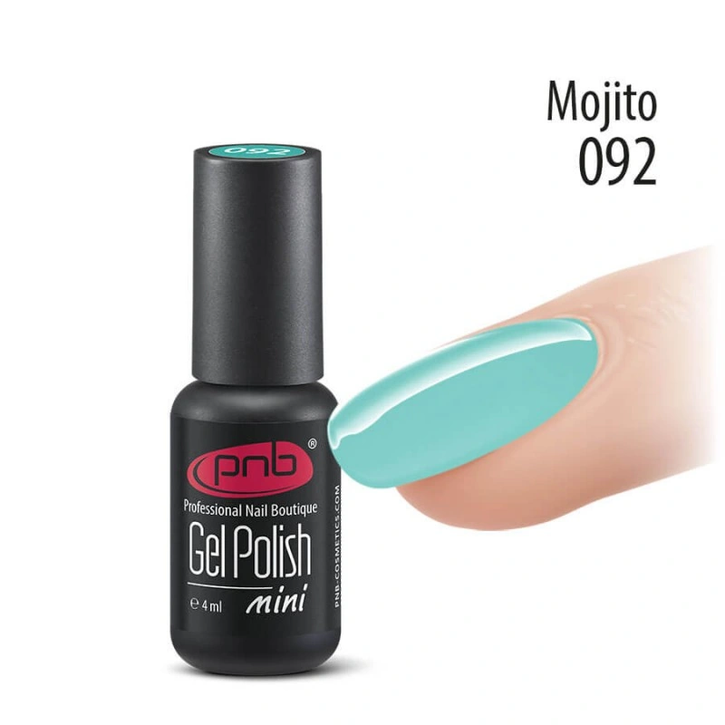 Гель-лак PNB Mini №092 Mojito бірюзово-блакитний, емаль 4 мл
