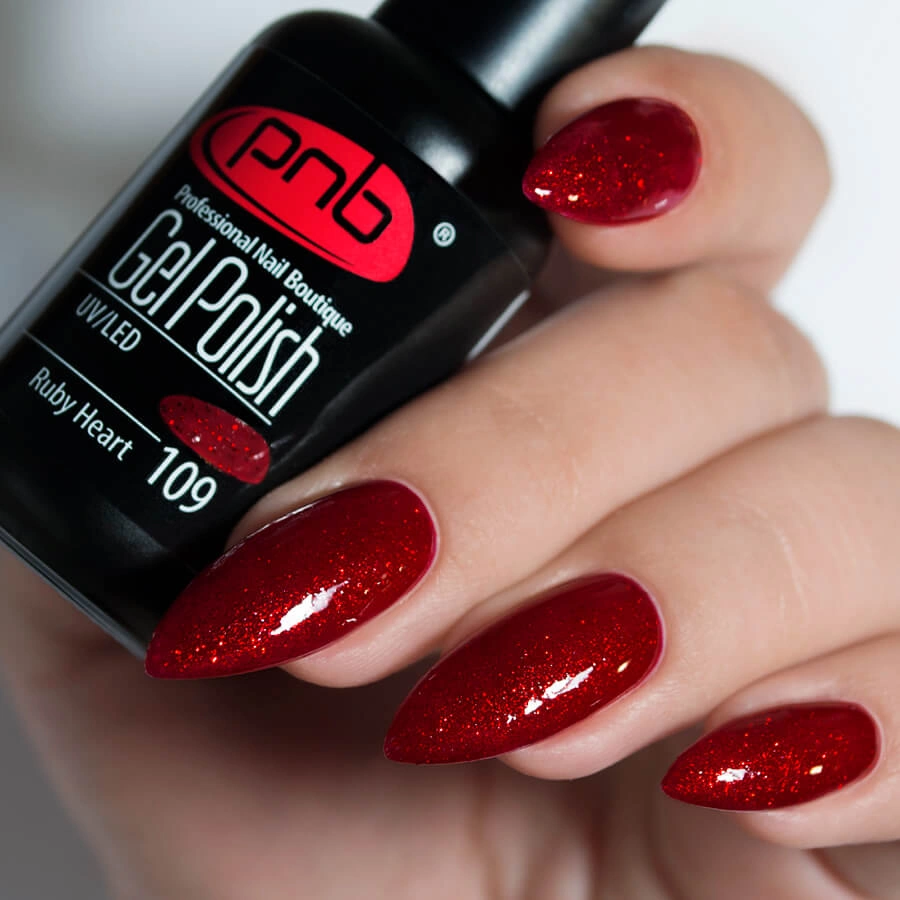 Гель-лак PNB Mini №109 Ruby Heart рубіновий з глітером 4 мл