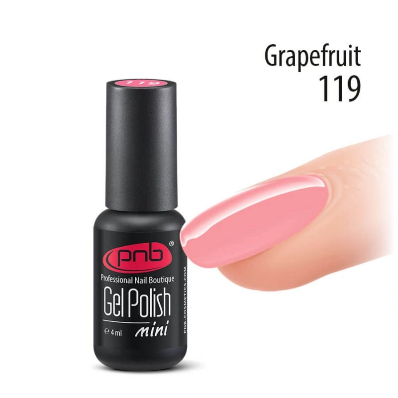 Гель-лак PNB Mini №119 Grapefruit світлий пастельно-рожевий, емаль 4 мл