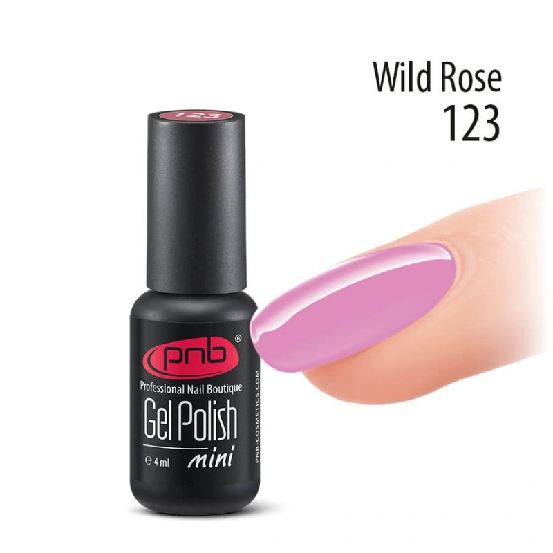 Гель-лак PNB Mini №123 Wild Rose пастельний рожевий, емаль 4 мл