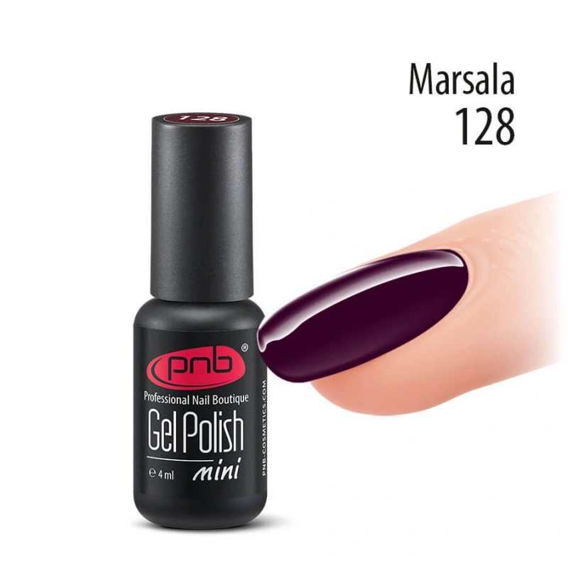 Гель лак PNB Mini №128 Marsala марсала, емаль 4 мл