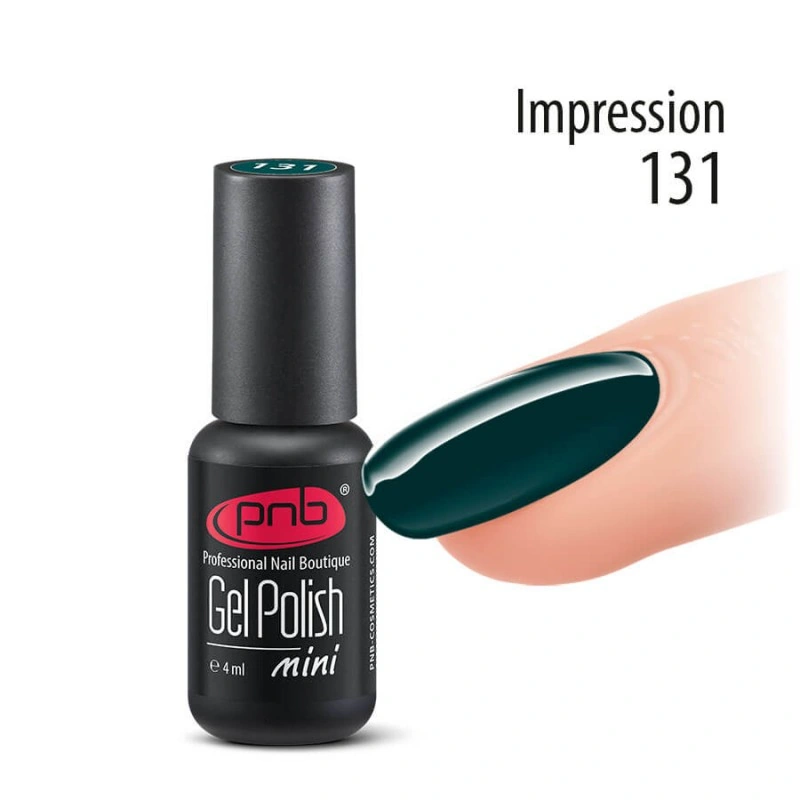Гель-лак PNB Mini №131 Impression темний синьо-зелений, емаль 4 мл