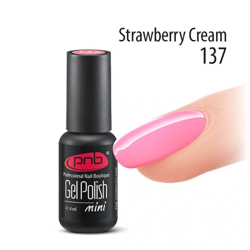 Гель-лак PNB Mini №137 Strawberry Cream світло-рожевий крем, емаль 4 мл