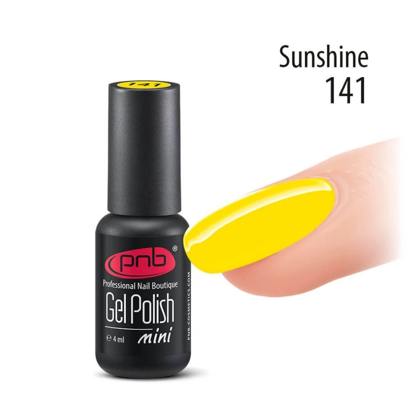 Гель-лак PNB Mini №141 Sunshine соковитий яскраво-жовтий, емаль 4 мл