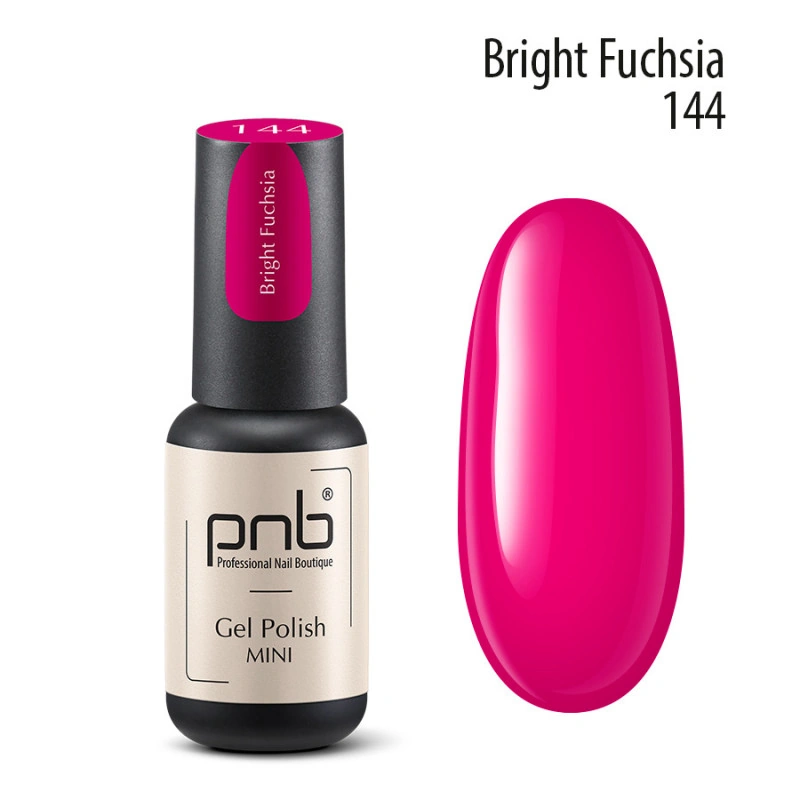 Гель-лак PNB Mini №144 Bright Fuchsia яскрава фуксія, емаль 4 мл
