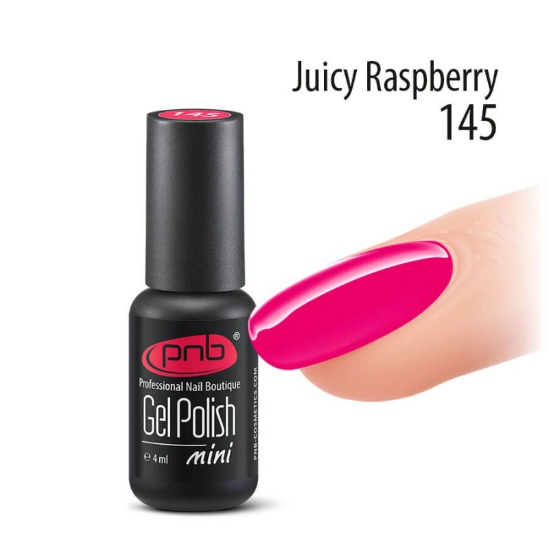 Гель-лак PNB Mini №145 Juicy Raspberry соковитий коралово-малиновий, емаль 4 мл