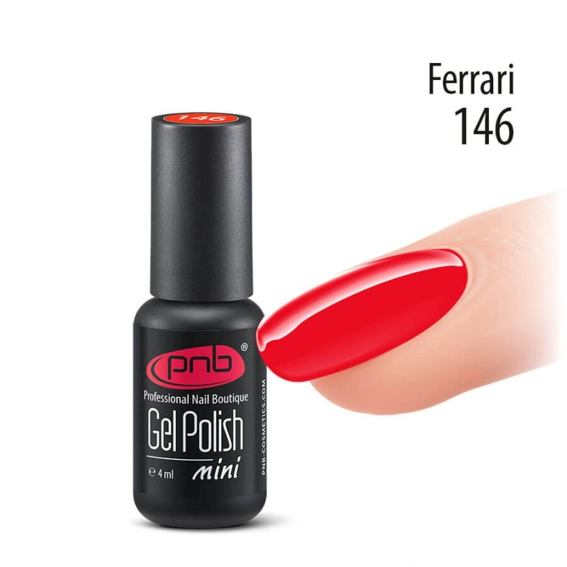 Гель-лак PNB Mini №146 Ferrari лососевий, емаль 4 мл