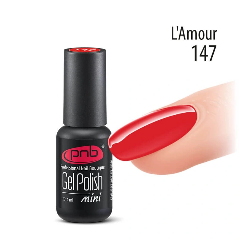 Гель-лак PNB Mini №147 Lamour червоний, емаль 4 мл