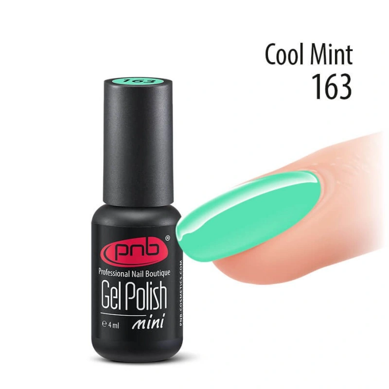 Гель-лак PNB Mini №163 Cool Mint м`ятний, емаль 4 мл
